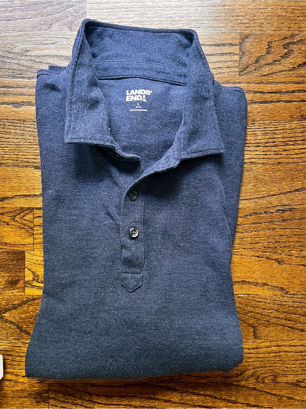 Lands' End Men's Dark Navy Long-Sleeve Polo